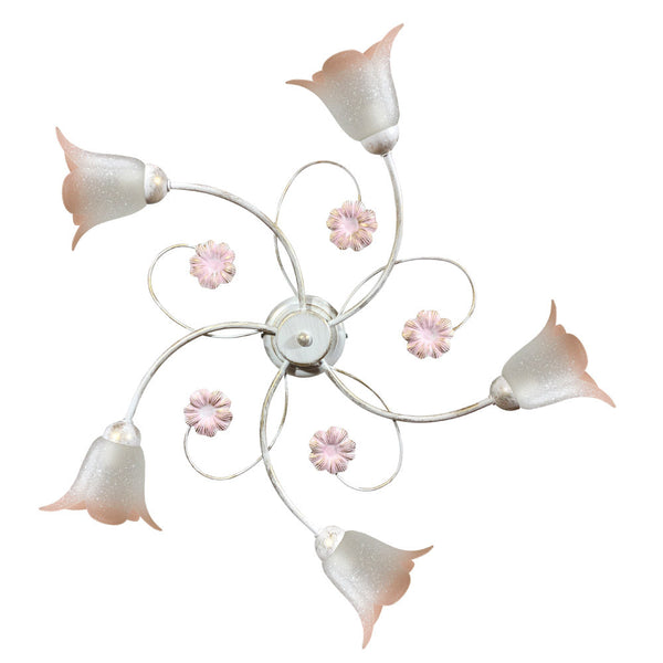 online Plafonnier 5xE14 Or Blanc Cadre Verre Inox Dégradé Blanc Ros E-Energy Vera