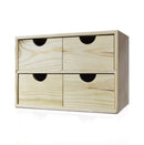 Cassettiera da Tavolo  4 Cassetti 21,7x32x14 cm in Legno di Pino Massello Naturale  