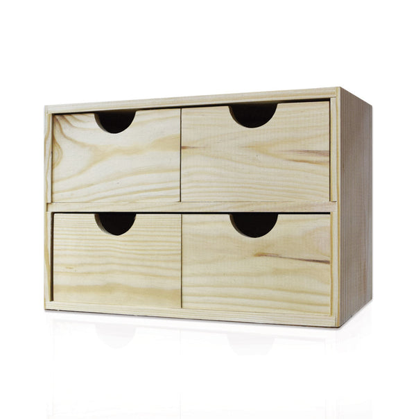 Cassettiera da Tavolo 4 Cassetti 21,7x32x14 cm in Legno di Pino Massello Naturale prezzo