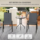 Set 3 Pezzi da Giardino 2 Sedie da Giardino 54x71x93 cm e Tavolino Rotondo Ø60x71 cm in Acciaio Grigio Scuro      