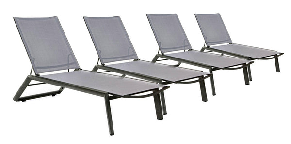 Set 4 Lettini Prendisole da Giardino 67x194x95h cm Cruise con Ruote Antracite online
