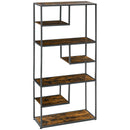 Mobile Libreria in Stile Industriale a 7 Livelli 83x34x180 cm in Legno e Acciaio Marrone      