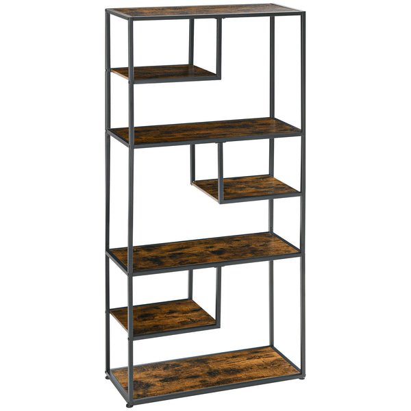 sconto Mobile Libreria in Stile Industriale a 7 Livelli 83x34x180 cm in Legno e Acciaio Marrone