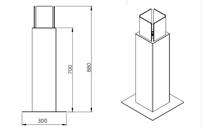 Camino a Bioetanolo da Pavimento 20x20x70 cm per Esterno Capri 70 Nero