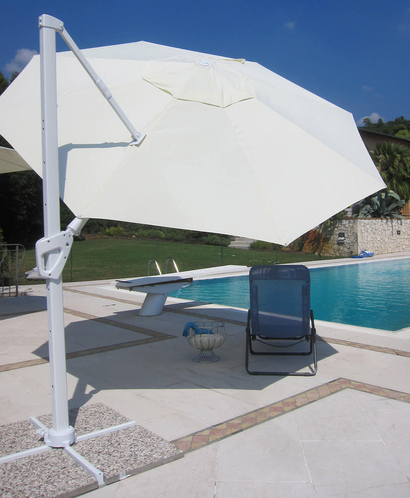 Ombrellone da Giardino Decentrato Ø3,5m in Alluminio Telo in Poliestere Mosini Jazz Bianco