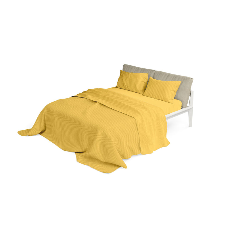Set Lenzuola Matrimoniale Sopra Sotto e Federe in Raso di Poliestere Giallo