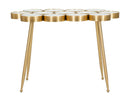 Tavolino Buttle 100x70x55 cm in Ferro e MDF Oro