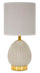 Lampada da Comodino Flavi Grigia Ø15x30,5 cm in Ceramica e Ferro e Tessuto Grigio