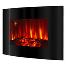 Camino Elettrico da Pavimento 56x90x14,5 cm Effetto Fiamma 1500W Сarlos Nero