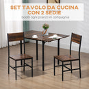 Set Tavolo e 2 Sedie da Giardino Pieghevoli in Truciolato e Acciaio Marrone rustico e Nero