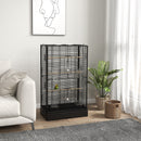 Gabbia per Uccelli 61x36.5x98 cm con Vassoio Estraibile e Posatoi Voliera per Pappagalli Nero      