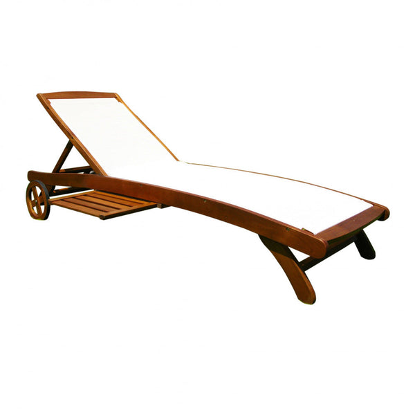 sconto Lit de jardin Texty avec roues 196x69x34/100 h cm en textilène marron