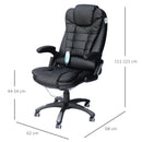 Sedia Poltrona Massaggiante da Ufficio 62x68x121 cm con Riscaldamento in Similpelle Nero