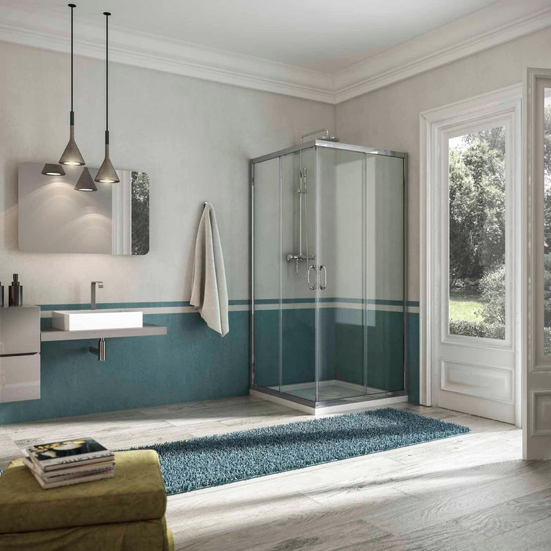 Box Doccia Angolare 2 Ante Scorrevoli In Cristallo Opaco 6mm H185 Fosterberg Vejle Varie Misure