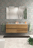 Mobile da Bagno Sospeso con Lavabo 120cm 2 Vasche e Specchio Bali Light Double Rovere Miele      