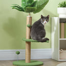 Albero Tiragraffi per Gatti Palo in Juta Piattaforme in Peluche e Palline Ø40x83 cm Verde