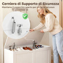 Panca Contenitore 80x40x45 cm con Apertura a Ribalta e Cerniere di Sicurezza in Legno Ingegnerizzato Bianco      