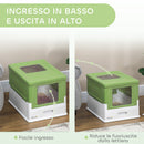Lettiera per Gatti Chiusa 47,5x35,5x36,7 cm con Vassoio Estraibile e 2 Porte in PP Verde Chiaro   