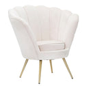Poltrona Vienna Crema 85x76x88 cm Spugna e Tessuto e Metallo Bianco e Oro