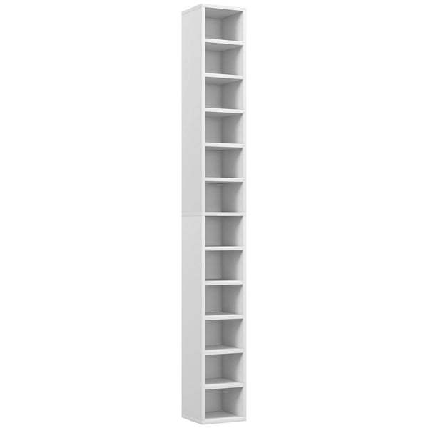 online Mobile Libreria Porta CD 21x20x175 cm a 12 Ripiani per 204 CD in MDF e Truciolato Bianco