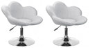 Set 2 Poltroncine da Soggiorno 69x55x69/81 cm in Schiuma Poliuretanica Fleur Cromo-Grigio Chiaro