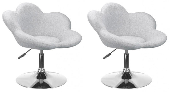Set 2 Poltroncine da Soggiorno 69x55x69/81 cm in Schiuma Poliuretanica Fleur Cromo-Grigio Chiaro sconto