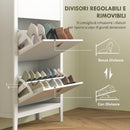 Scarpiera Slim 80x24x131 cm con 3 Cassetti e Ripiani Regolabili per 21 Paia di Scarpe in Pannello di Particelle Bianco      