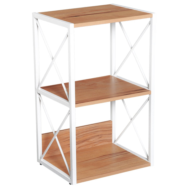 online Bibliothèque 3 étagères avec structure en acier blanc et étagères en bois 40x35x72,5 cm