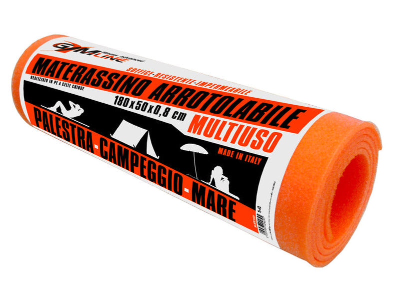 Tappeto per Yoga Fitness Mare Arrotolabile 180x50 cm Spessore 6 mm Arancione