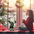 Statuina Babbo Natale Verde Statuetta 60 cm Vestiti in Tessuto Addobbo Natalizio