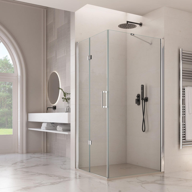 Box Doccia Angolare 1 Anta a Libro in Cristallo Trasparente 6mm H195 Bonussi Eloisa Varie Misure