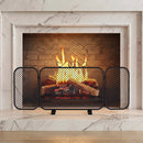 Parascintille Camino Pieghevole a 3 Pannelli 90x16x40 cm con Base Rimovibile in Metallo Nero      