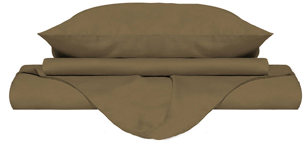acquista Housse de couette double avec sac et taies d'oreiller couleur unie noisette