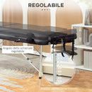 Lettino da Massaggio Fisioterapia Pieghevole Altezza Regolabile 215x60x61-84 cm Struttura in Alluminio Nero 
