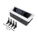 Multipresa Atom 26 Lite per Scrivania Verniciato Bianco Zama e Acciaio e Tecnoplastica Emuca