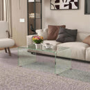 Tavolino Moderno da Salotto con Design Monoblocco 80x45x35 cm in Vetro Temperato Trasparente      