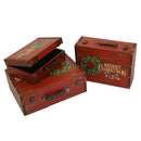 Set 3 Valigie in Similpelle rosso ghirlanda