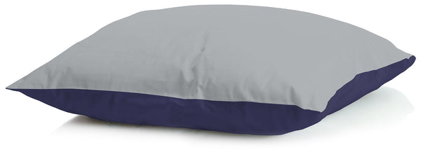 Oreiller en plumes d'oie avec taie d'oreiller double face bleu foncé/gris clair acquista