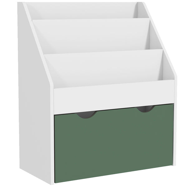 acquista Libreria per Bambini 3-8 Anni 62.5x30x70 cm a 3 Ripiani con Cassetto Inferiore in MDF Verde