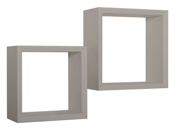 online Ensemble de 2 étagères cubiques murales carrées en panneaux de fibres de bois marron taupe Ginevra