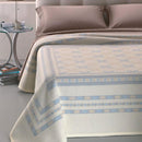 Coperta Pura Lana Matrimoniale Maxi 450gr Cober Taormina Panna/Azzurro