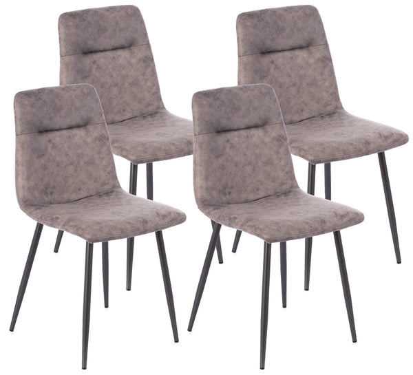 prezzo Lot de 4 Chaises Rembourrées 49x48,5x88 cm en Simili Cuir Gris Vintage