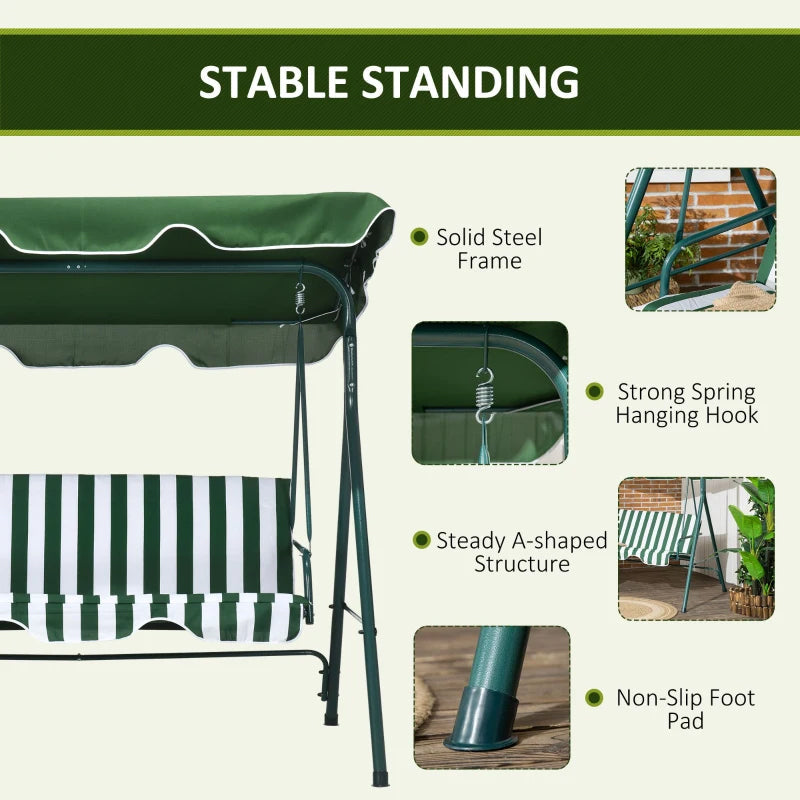 Dondolo 3 Posti da Giardino cm in Acciaio Becker Swing Bianco e Verde