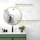 Specchio Rotondo Ø70x2.5 cm con Superficie Antiurto e Struttura in Acciaio Oro   