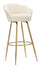 Tabouret de Bar Vienna Crème 55x53x110 cm Éponge et Tissu et Crème et Métal Doré