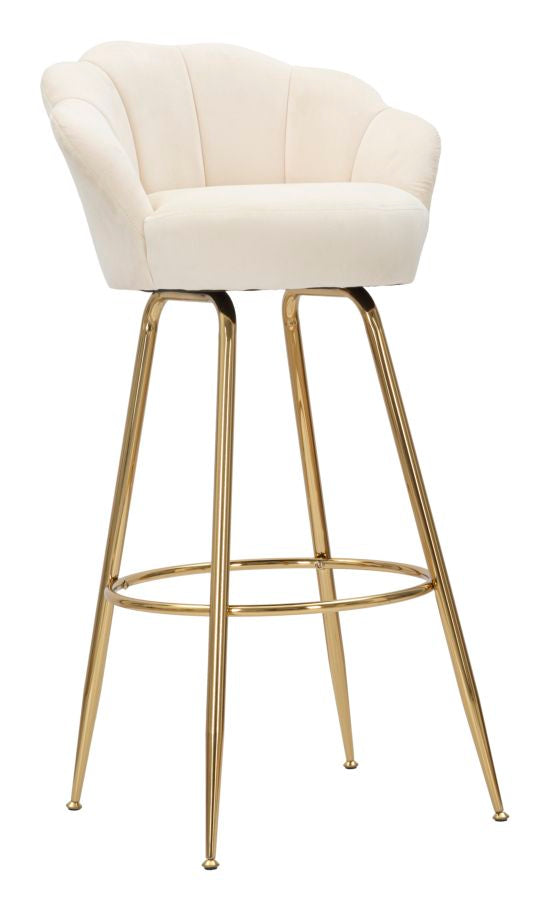 acquista Tabouret de Bar Vienna Crème 55x53x110 cm Éponge et Tissu et Crème et Métal Doré