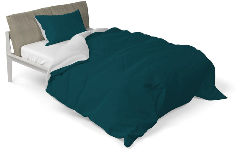 Copripiumino con Sacco e Federe Doubleface Verde Petrolio\/Grigio Chiaro