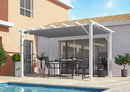 Pergola da Giardino 4x3x2,3 m in Alluminio Bianco con Telo di Copertura 280g/mq Grigio