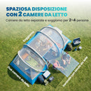 Tenda Gonfiabile 485x245x188 cm Facile da Montare 4 Persone 2 Camere da Letto in TPU e Tessuto Oxford 210D Blu      