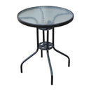 Tavolino da Giardino in Ferro con Piano in Vetro Temperato Nero Ø60x70 cm 